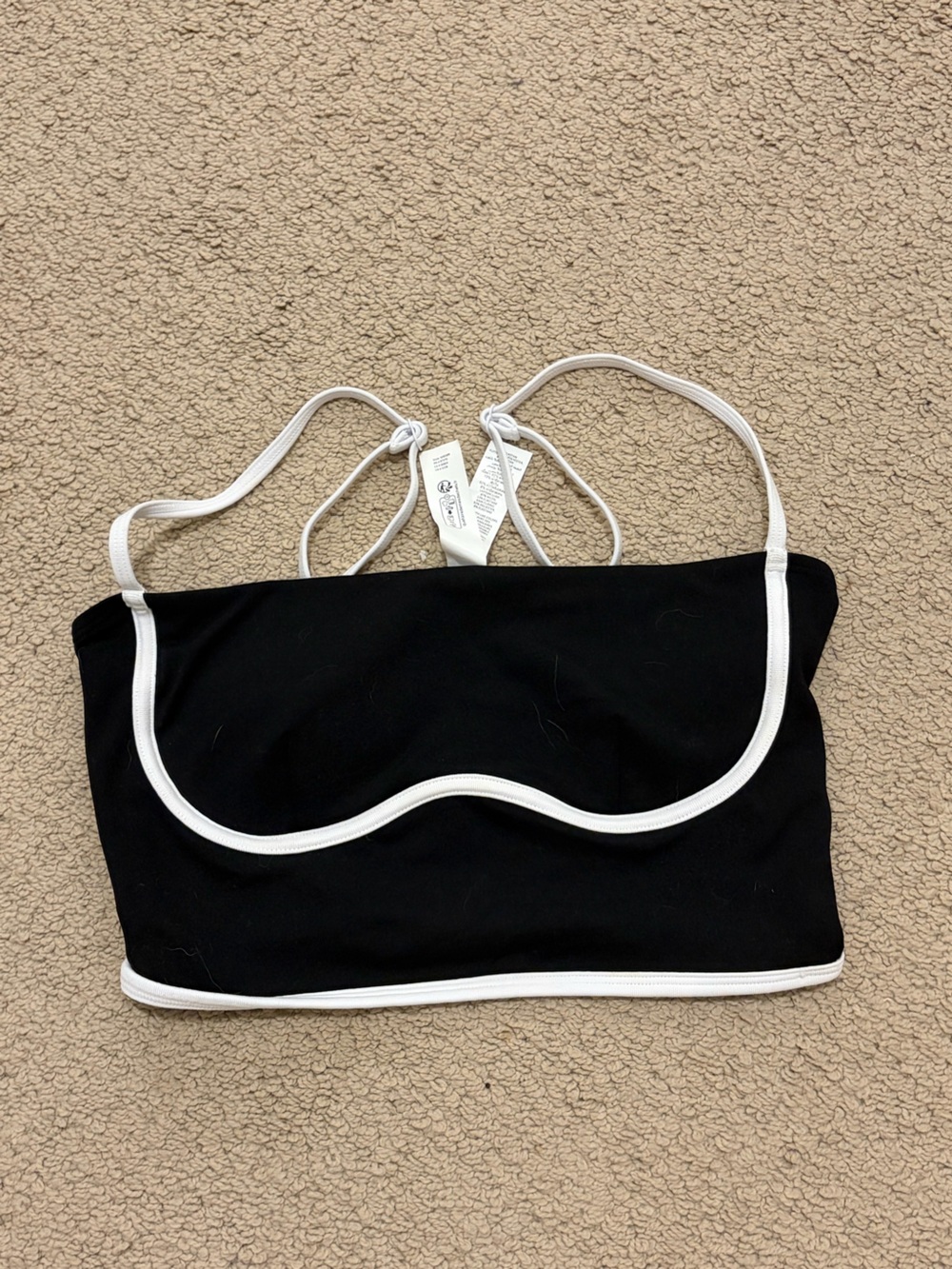 ALO Yoga Black Bandeau Bralette with White Trim